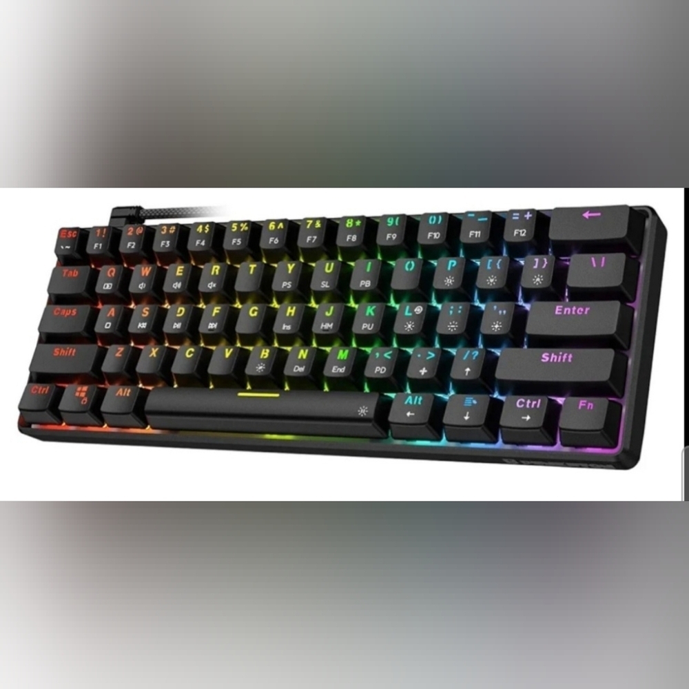 Punkston TH61 Mechanical Gaming Keyboard,RGB Backlit Wired Ultra-Compact NEW